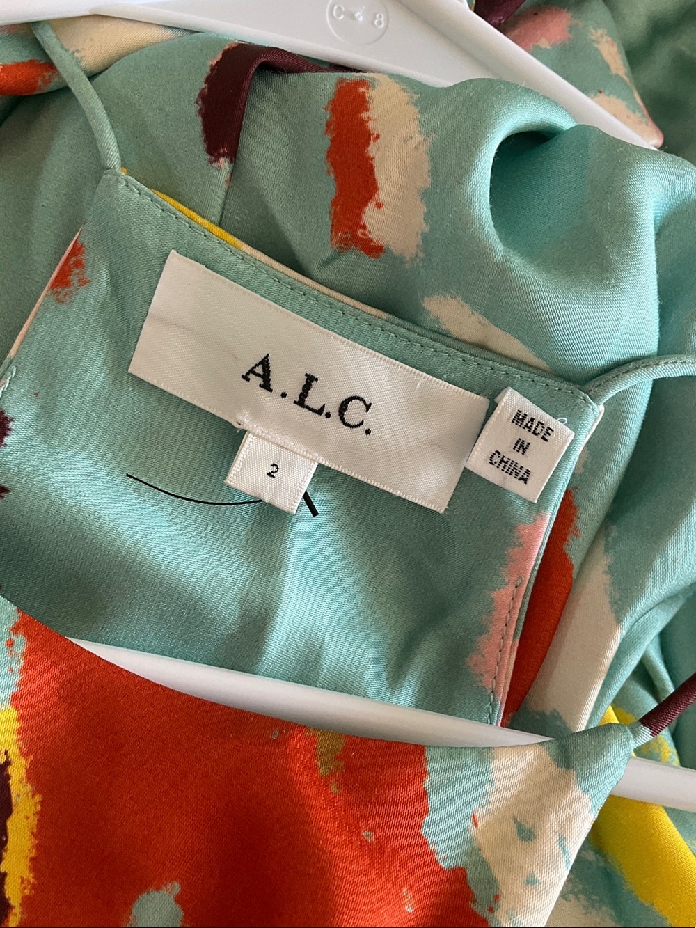 A.L.C. Halter Maxi Dress in Aqua with Multicolor Abstract Print - Picture 6 of 8
